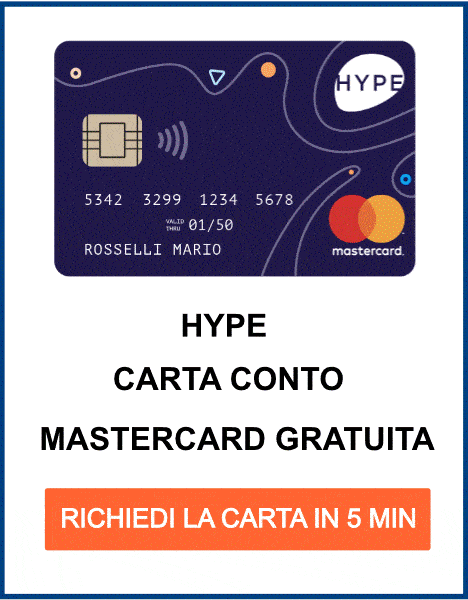 carta prepagata gratuita senza conto corrente Hype
